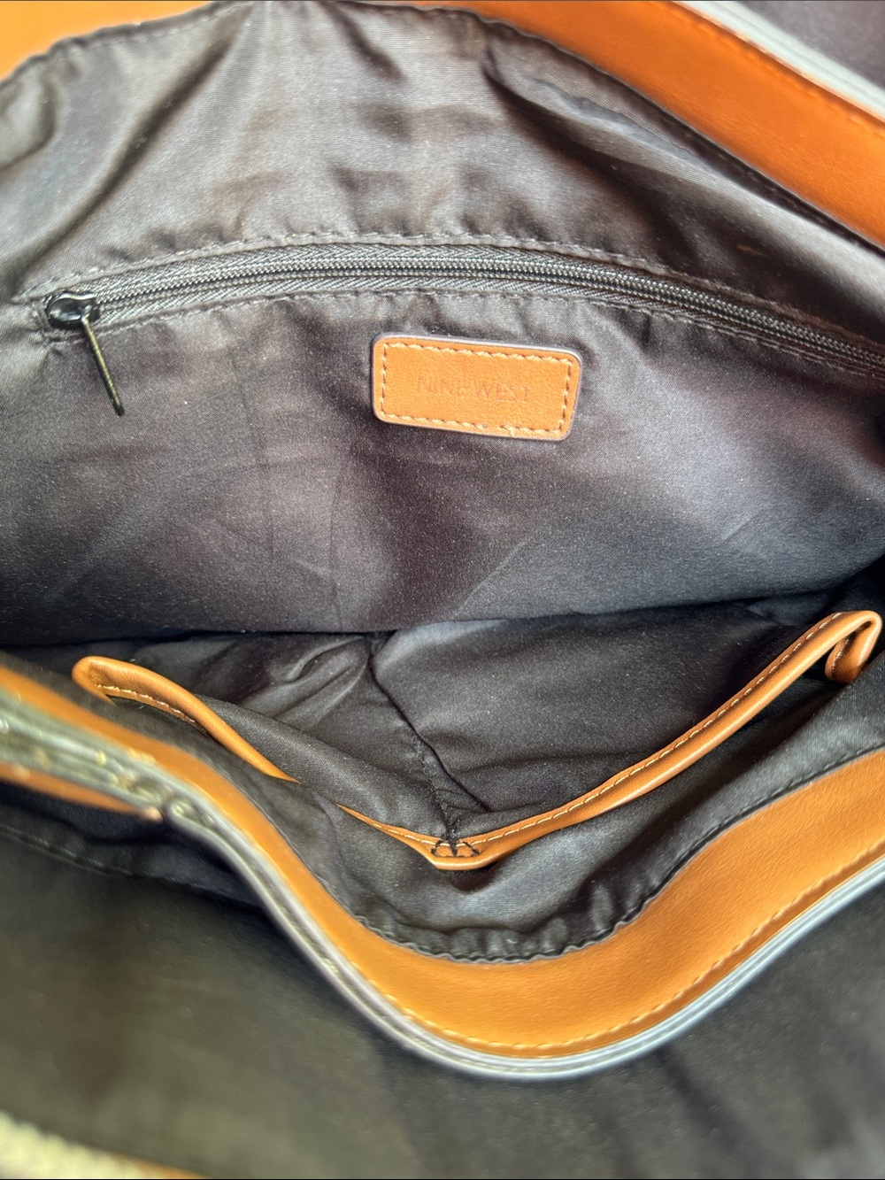 Nine West Tan, Cream & Black Colorblock Tote - Picture 3 of 5